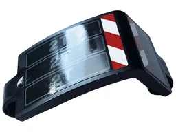 Technic, Panel Curved 3 x 5 x 3 with Red and White Danger Stripes and Dark Bluish Gray '2T' Pattern Model Right Side (Sticker) - Set 42108