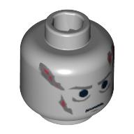 Lego Minifig Head Darth Vader, Scars Gray Left & Right, Gray Eyebrows Print / Light Bluish Gray
