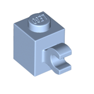 Lego Brick Special 1 x 1 with Clip Horizontal / Bright Light Blue