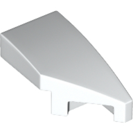 Lego Brick Wedged, Curved 2 x 1 with Stud Notch Right / White