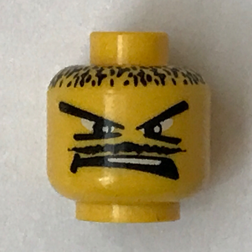 Lego Minifig Head Basketball Player, Moustache Thin, V Brow Eyes Print [Blocked Open Stud] / Yellow
