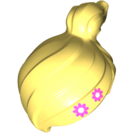 Lego Hair Ponytail Off-center with Flowers Print
