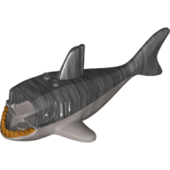 Lego Animal Body Part, Shark Body with Gills and Gold Teeth Print (Sharkanator) / Flat Silver