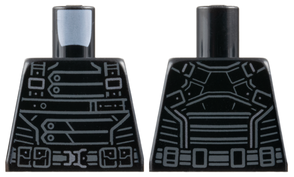 Lego Torso Body Armor with Dark Bluish Gray Straps and Lines, Belt with Pouches and Silver Buckle Pattern