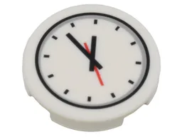Tile Round 2 x 2 with Clock with Red Second Hand Print