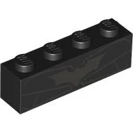 Brick 1 x 4 with Chest Armor, Dark Bluish Grey / Yellow Batman Logo on Opposite Sites Print / Black