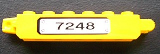 Lego Hinge Brick 1 x 6 Locking with Black '7248' on White Background Pattern Model Left Side (Sticker) - Set 7248