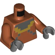 Torso, Pixelated Dark Bluish Gray and Yellow Squares Print, Dark Orange Arms, Dark Bluish Gray Hands / Dark Orange