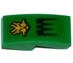 Slope, Curved 2 x 1 x 2/3 with Air Intake and Gold Ninjago Lloyd Power Emblem Pattern (Sticker) - Set 70601