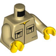 Lego Torso Shirt Front Seamed with Patch Pockets Print, Tan Arms, Yellow Hands / Tan