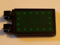 Tile, Modified 2 x 3 with 2 Clips Angled with Dark Green Cover and Green Bolts Pattern (Sticker) - Set 7782