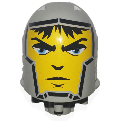 Lego Large Figure Head, Round Top with Jayko Print / Light Bluish Gray