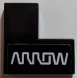 Tile 2 x 2 Corner with White 'ARROW' Logo Pattern Model Left Side (Sticker) - Set 76919