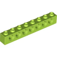 Technic Brick 1 x 8 [7 Pin Holes] / Lime