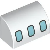 Brick Curved 1 x 2 x 1 No Studs with Airplane Windows Print / White