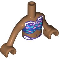 Lego Minidoll Torso Girl with Dark Blue/Dark Turquoise/Lavender/Dark Purple Bikini print, Medium Nougat Arms and Hands / Medium Nougat