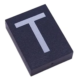 Modulex Tile 3 x 4 with White 'T' Print, without Internal Supports / Modulex Tile Blue