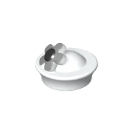 Lego Headwear Accessory Hat with Small Pin, Pillbox Hat, Flower with Silver Petals and Black Center / White