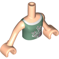 Lego Minidoll Torso Girl with Sand Green Top with Flower Print, Light Nougat Arms and Hands / Light Nougat