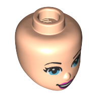 Lego Minidoll Head Medium Azure Eyes, Dark Pink Lips / Light Nougat
