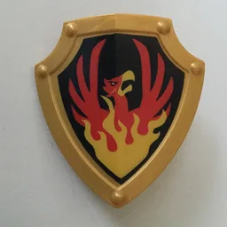 Duplo Shield, Angled Triangle with Phoenix Print / Pearl Gold
