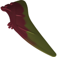 Lego Animal Body Part, Dinosaur, Pteranodon Wing, Left with Marbled Olive Green Edge / Dark Red