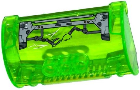 Lego Cylinder Half 3 x 5 x 8 with Pin Holes with 'LOCK', 'OPEN' and Mechanical Arms (Right Arm Up) Pattern (Sticker) - Sets 44022 / 44029