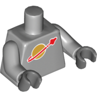 Lego Torso Classic Space Logo Print, Light Bluish Gray Arms, Dark Bluish Gray Hands / Light Bluish Gray