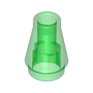 Lego Cone 1 x 1 [No Top Groove] / Trans-Green