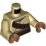 Lego Torso Robe, Reddish Brown Belt and Shoulder Strap with Pouches Print, Tan Arms, Medium Nougat Hands / Tan