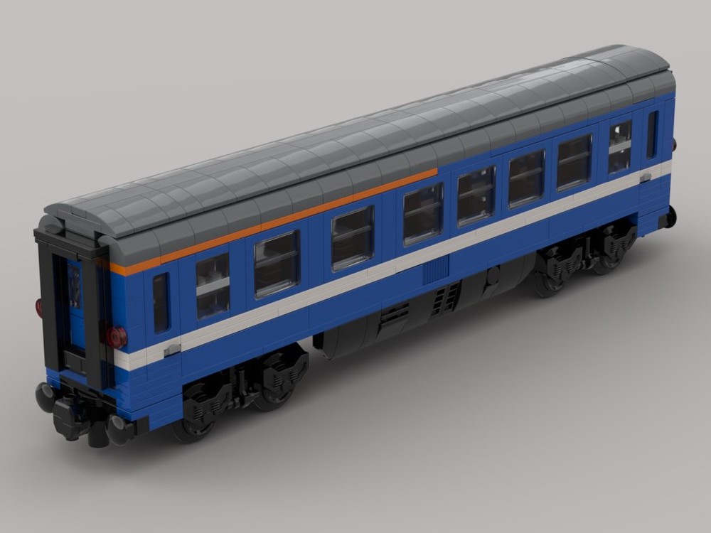 Lego First and second class Eurofima wagon ABvmz from the German Federal Railroad