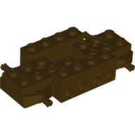Vehicle Base 4 x 8 x 1 1/3 with Wheel Pins, 4 studs on each side, 2 x 2 Recessed Center and Hole / Dark Brown