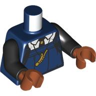 Lego Torso Robes, White Shirt, Black Tie, Large Gold Whistle Print, Black Arms, Dark Orange Hands / Dark Blue