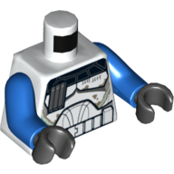 Lego Torso Armor with Black Collar, Dirt Stains Print (Captain Rex Clone Wars), Blue Arms, Black Hands / White