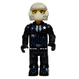 Juniors Midifig, Police - Black Legs, Black Jacket, White Helmet, Yellow Head / Black