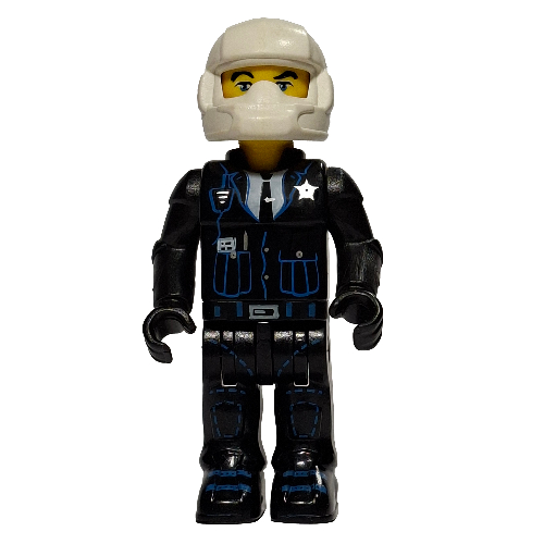 Lego Juniors Midifig, Police - Black Legs, Black Jacket, White Helmet, Yellow Head / Black