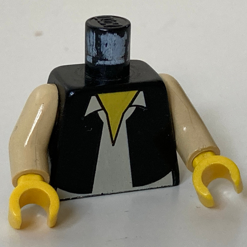 Lego Torso Vest and White Shirt Print (Han Solo), Tan Arms, Yellow Hands / Black