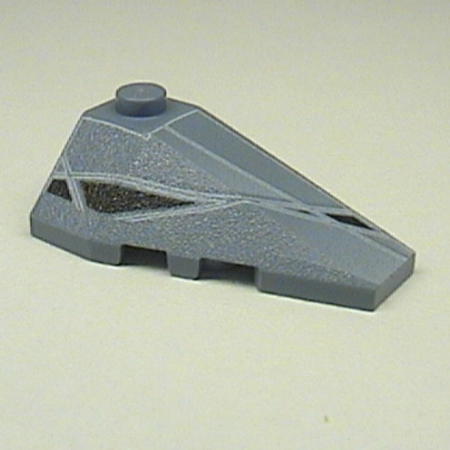 Lego Brick Wedged, Sloped 4 x 2 Triple Right with Alpha Team Arctic Speeder Print / Sand Blue
