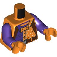 Lego Torso, Dark Purple/Orange Shirt, Bow Ties, Reddish Brown Straps, Belt print, Dark Purple Arms, Orange Hands / Orange