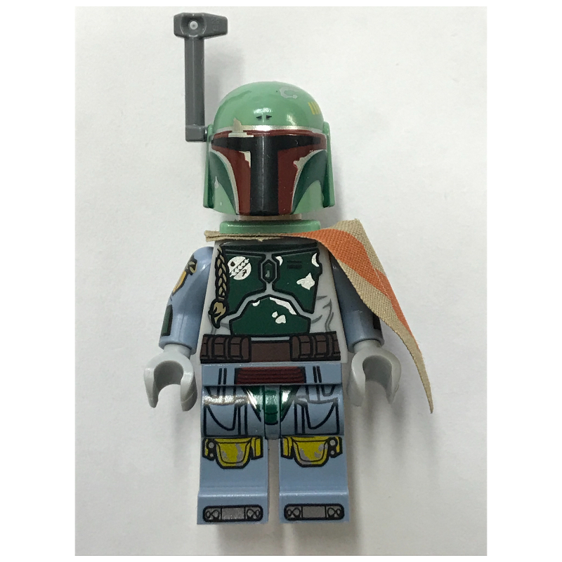 Lego Boba Fett, Helmet, Jetpack Neckwear, Dark Tan Pauldron, Printed Arms, Smile