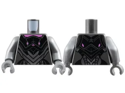 Torso Armor with Silver and Dark Silver Chevron Plates and Dark Pink Trim Pattern / Flat Silver Arms / Flat Silver Hands