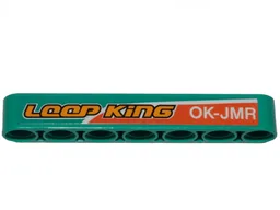 Technic, Liftarm Thick 1 x 7 with Orange Stripe, 'LOOP KiNG' and 'OK-JMR' Pattern Model Left Side (Sticker) - Set 42117