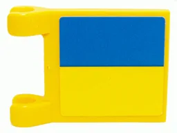 Flag 2 x 2 Square with Flat Edge with SpongeBob Blue and Yellow Rectangle Pattern (Sticker) - Sets 3825 / 3833