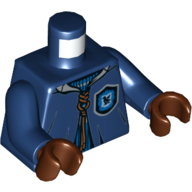 Lego Torso Robe with Laces and Ravenclaw Crest Print, Dark Blue Arms, Reddish Brown Hands / Dark Blue