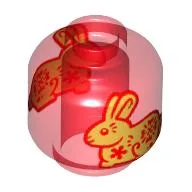 Minifig Head (No Face), Gold Bunny/Rabbit Print
