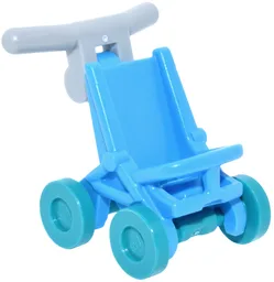 Minifigure, Utensil Stroller / Baby Carriage with Dark Turquoise Wheels and Light Bluish Gray Handlebars (5491 / 2496 / 30031)