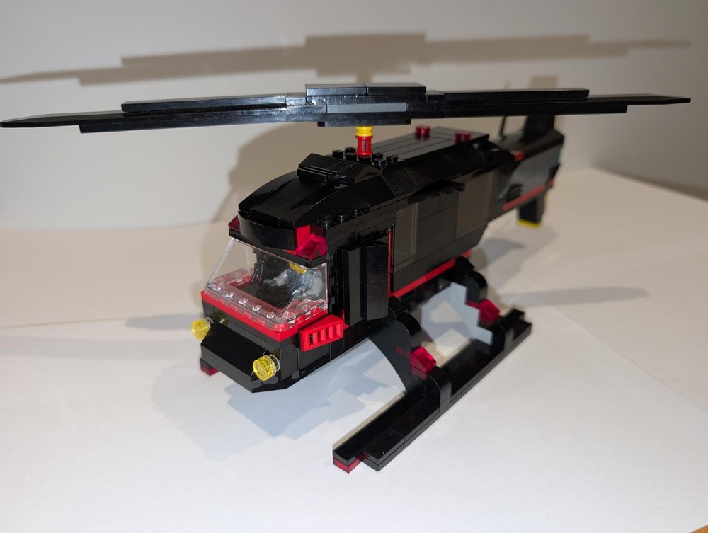 Lego Black Helicopter with Red Stripes