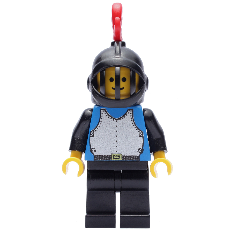 Lego Knight (Breastplate on Blue) - Black Legs, Black Helmet, Red Plume