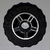 Lego Wheel 11mm D. x 6mm with 5 Spokes with Silver Outline Pattern with Black Tire 17.5mm D. x 6mm with Shallow Staggered Treads - Band (50944pb01 / 92409)