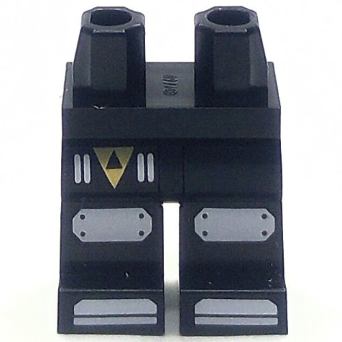 Lego Hips and Black Legs with White Knee Pads, Toes, Gold Triangle Blacktron Logo print / Black